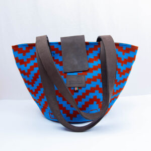 woven kiondo tote with leather straps